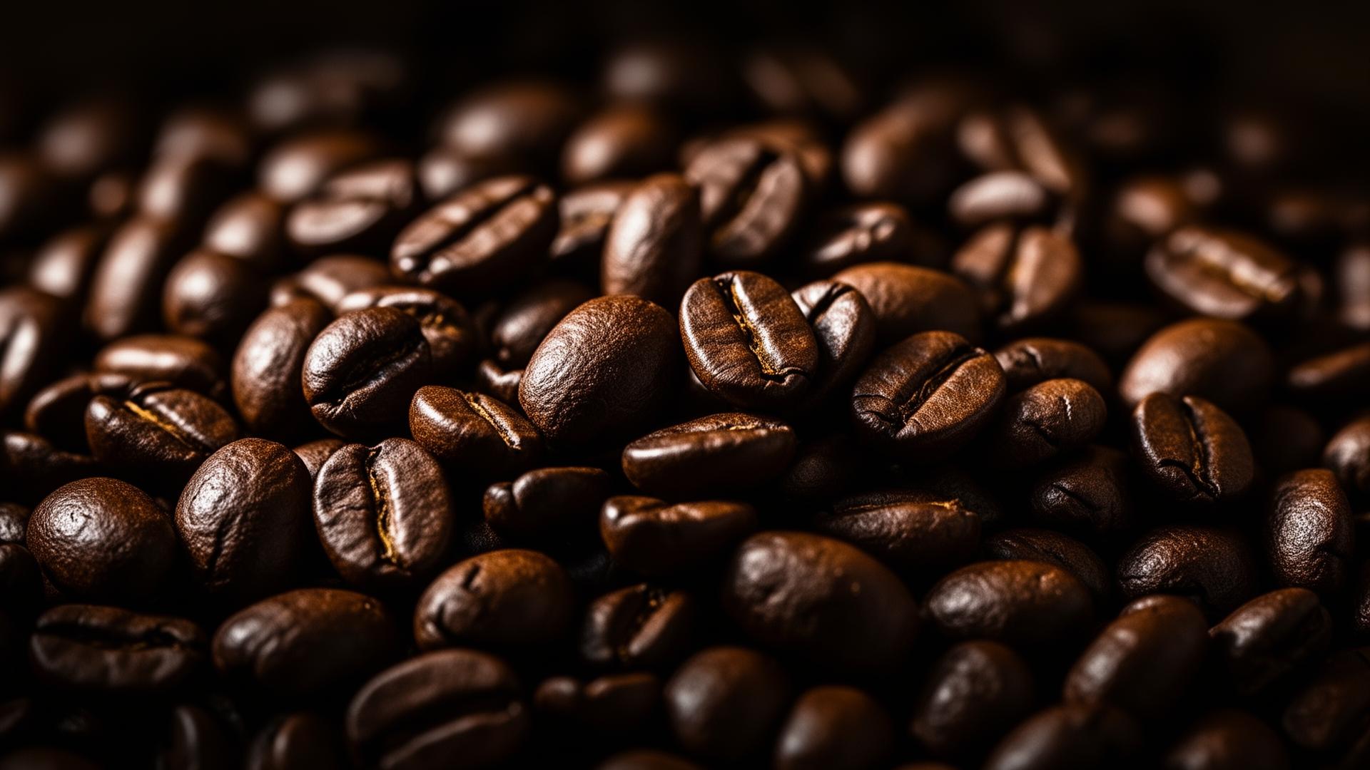 Macro de grãos de café torrados