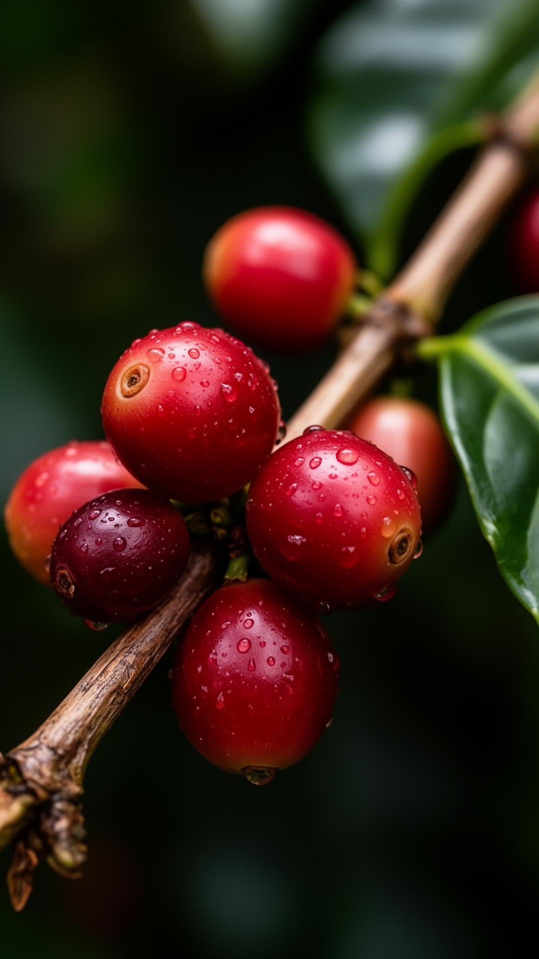 Cerejas de café maduras